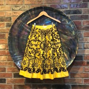 Oscar De La Renta Embroirdered A-Line Skirt